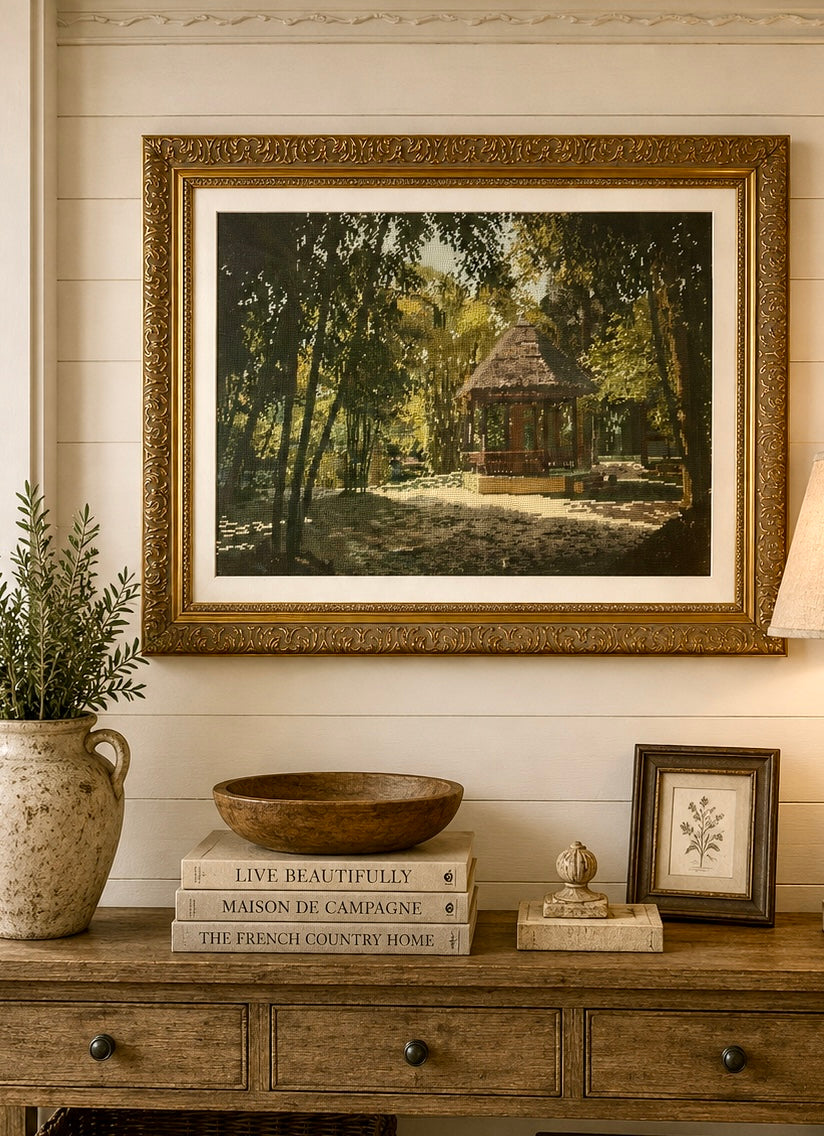 Vintage Framed Tapestry Park Gazebo