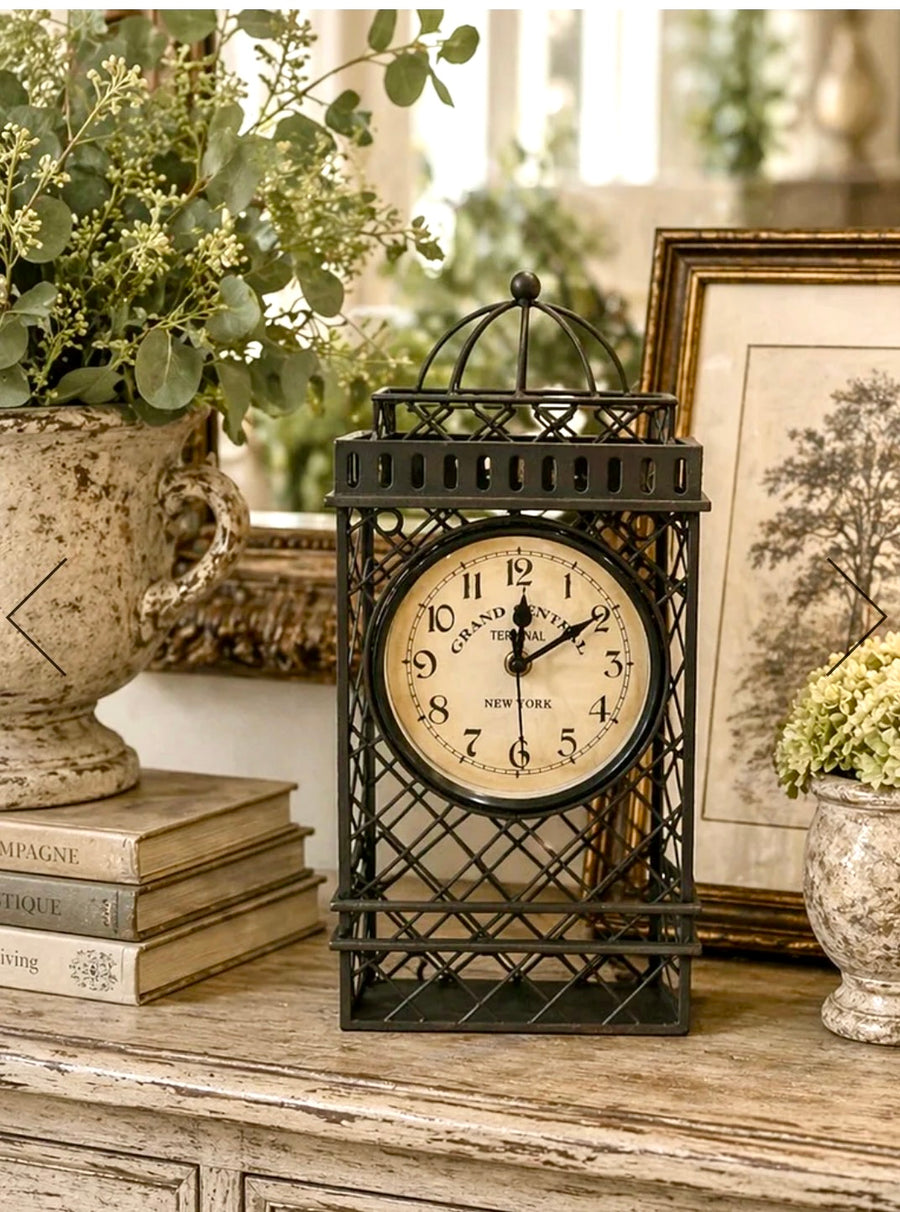 Black Metal Standing Clock
