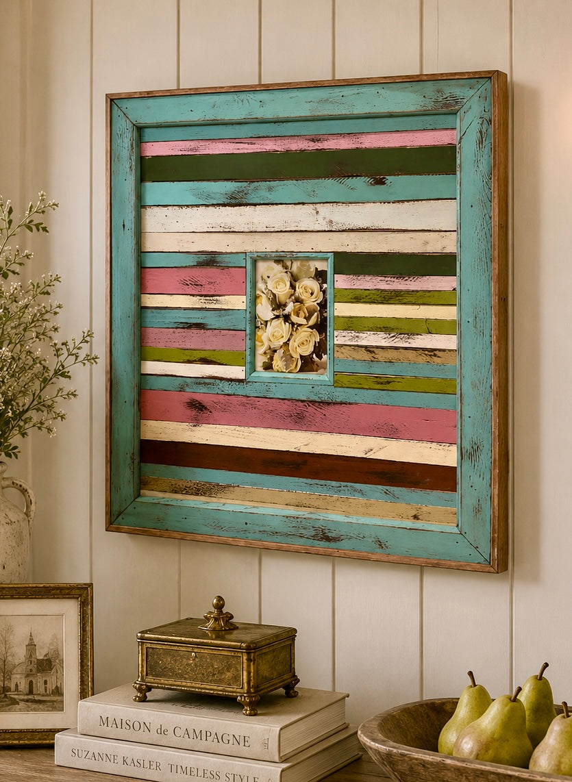 Large Multi Coloured Rustic Frame