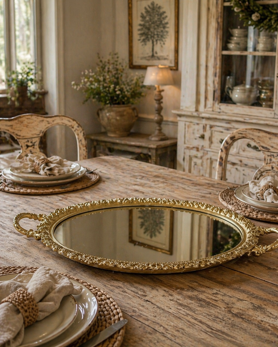 Large Round Mirrored Tray