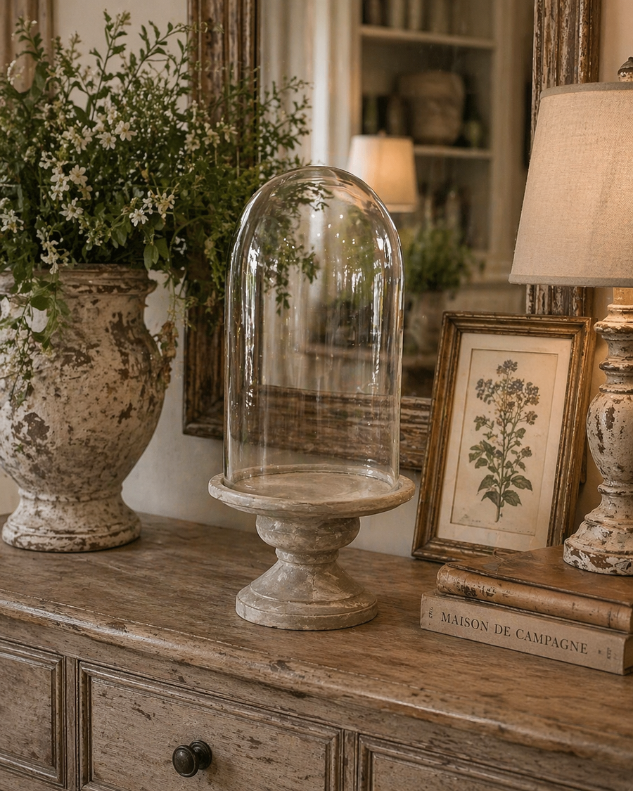Cement stand with dome glass