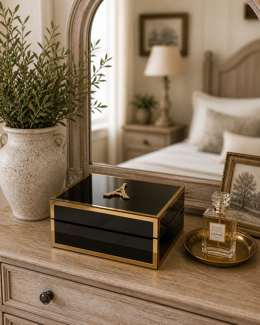 Black and Gold Eiffel Tower Jewellery Box