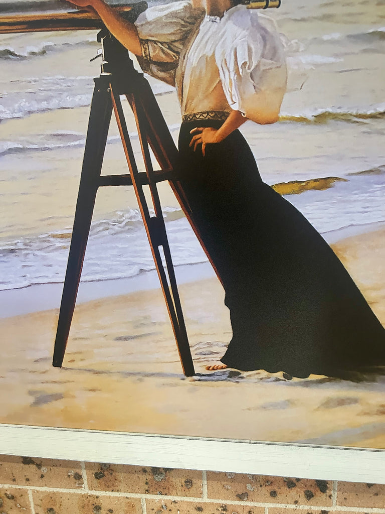 Framed Print Woman seaside Hamptons style