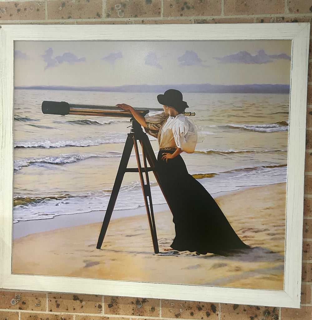 Framed Print Woman seaside Hamptons style