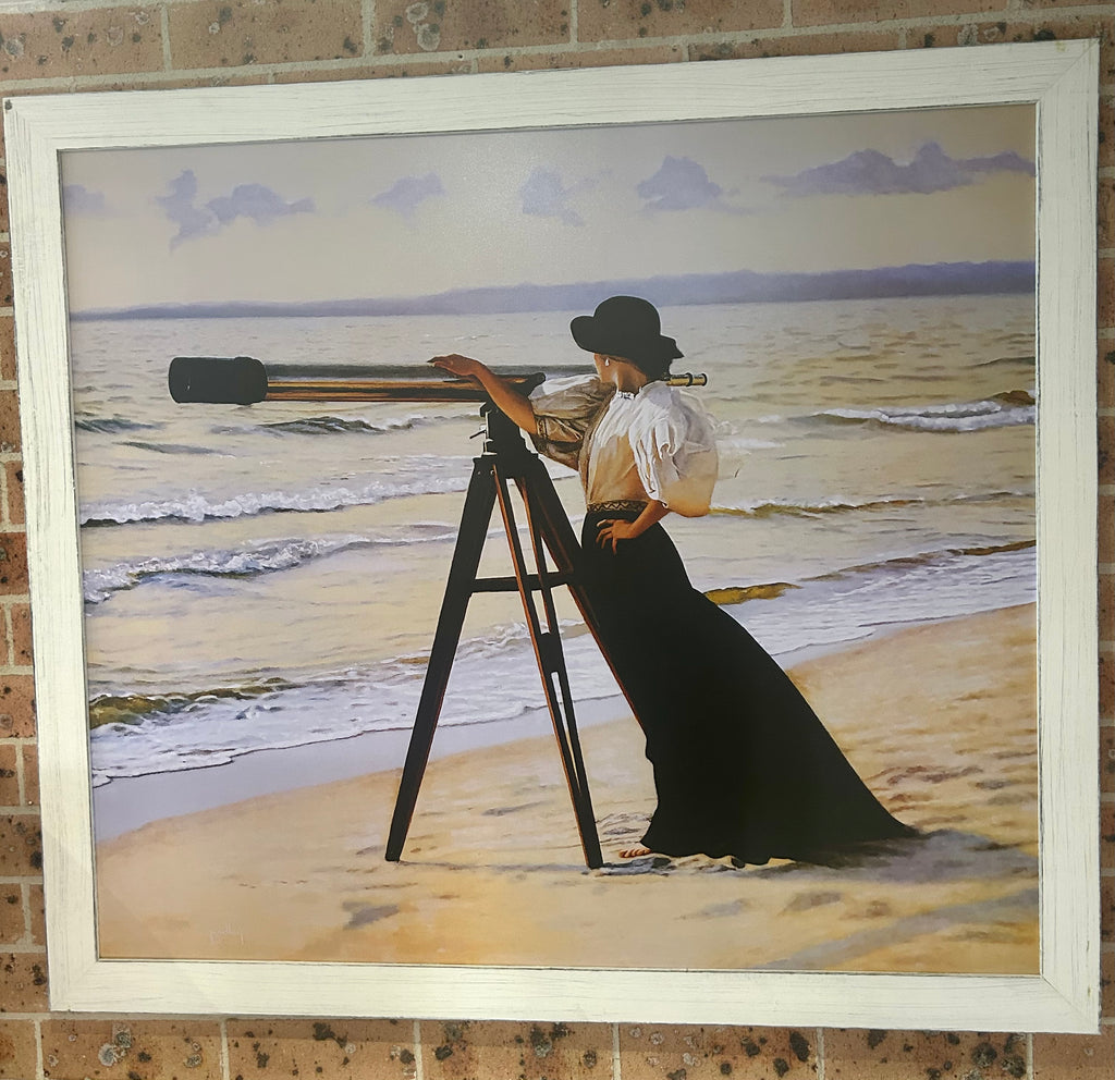 Framed Print Woman seaside Hamptons style