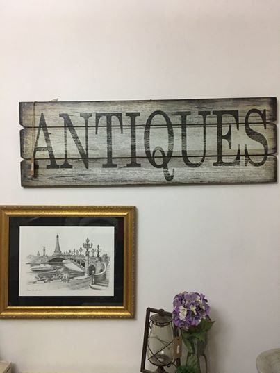 Large "Antiques" Hanging Plaque