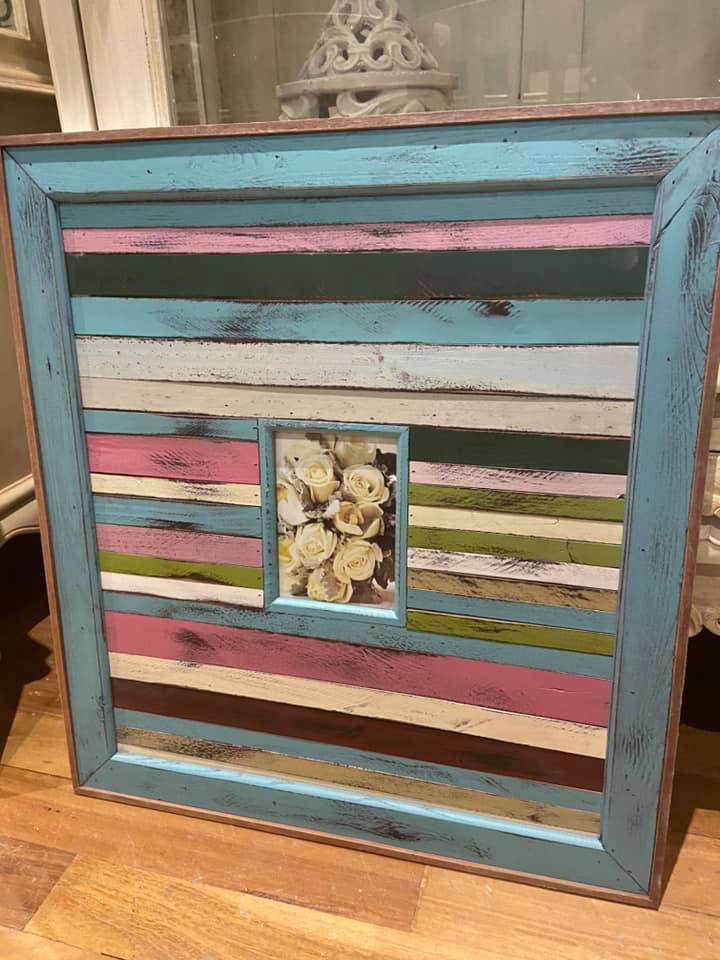 Large Multi Coloured Rustic Frame