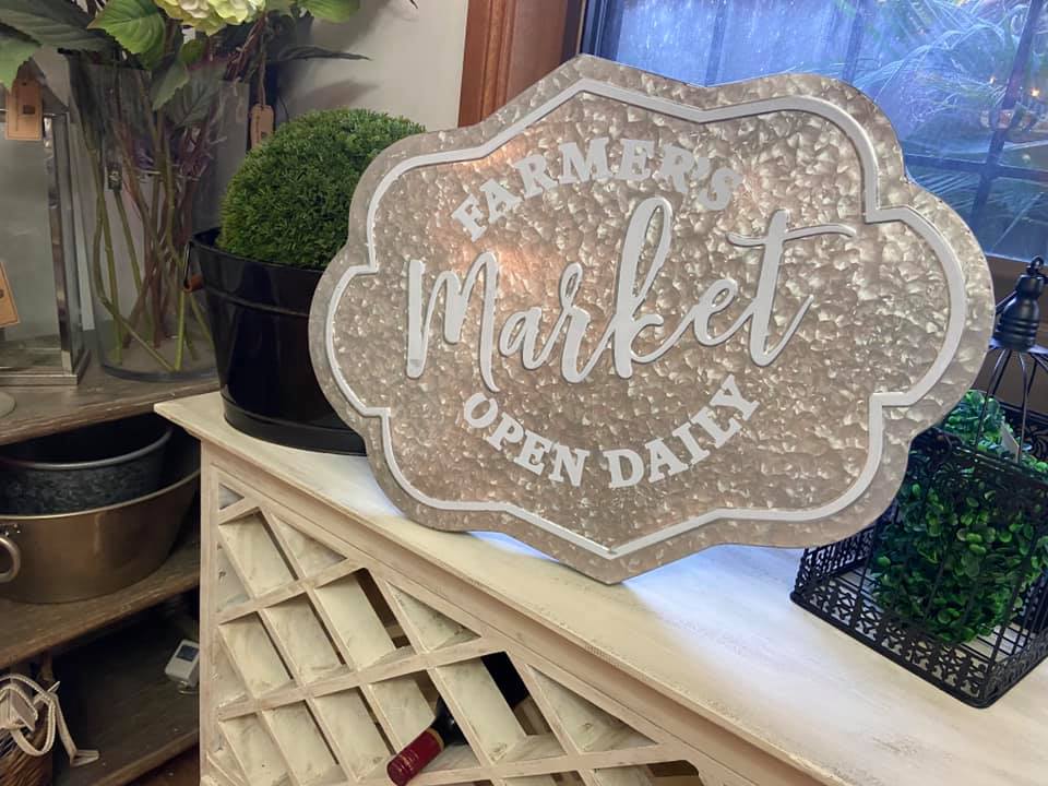 Metal Farmers Market Open Daily Sign