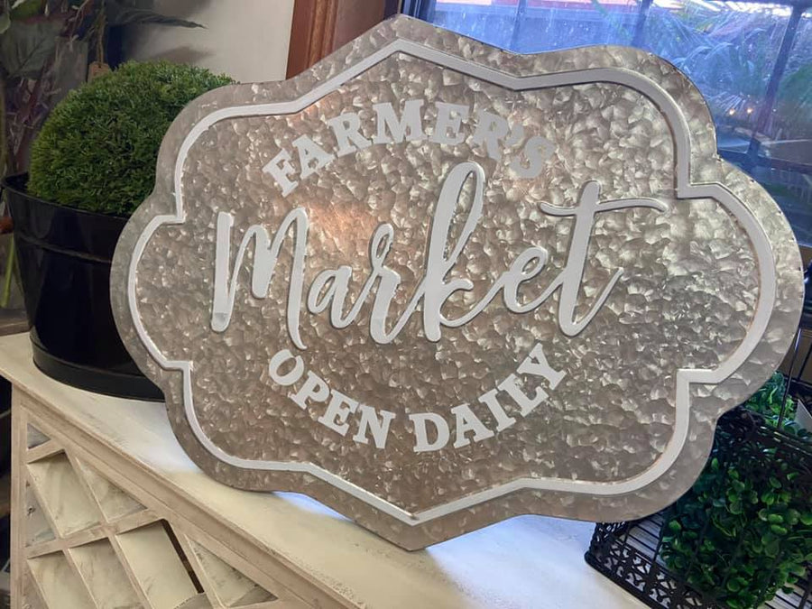 Metal Farmers Market Open Daily Sign