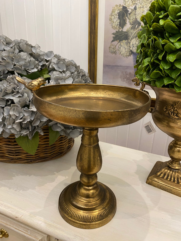 Metal tall tray with bird