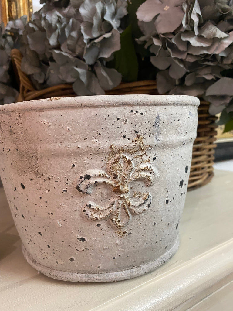 White Rustic Stone look Pot
