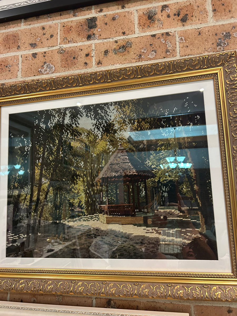 Vintage Framed Tapestry Park Gazebo