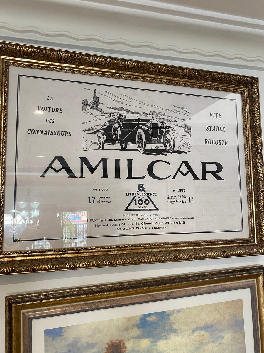 Framed Amilcar Advertisement from 1924 French Magazine