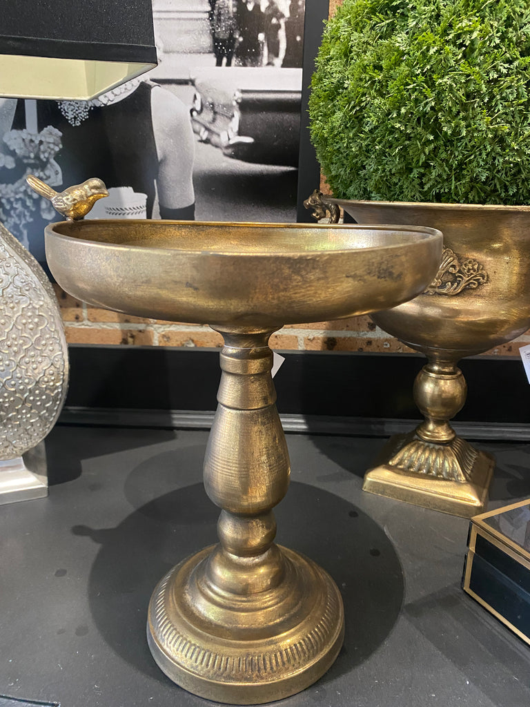 Metal tall tray with bird