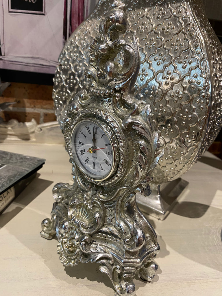Small Silver Coloured Mantel Clock