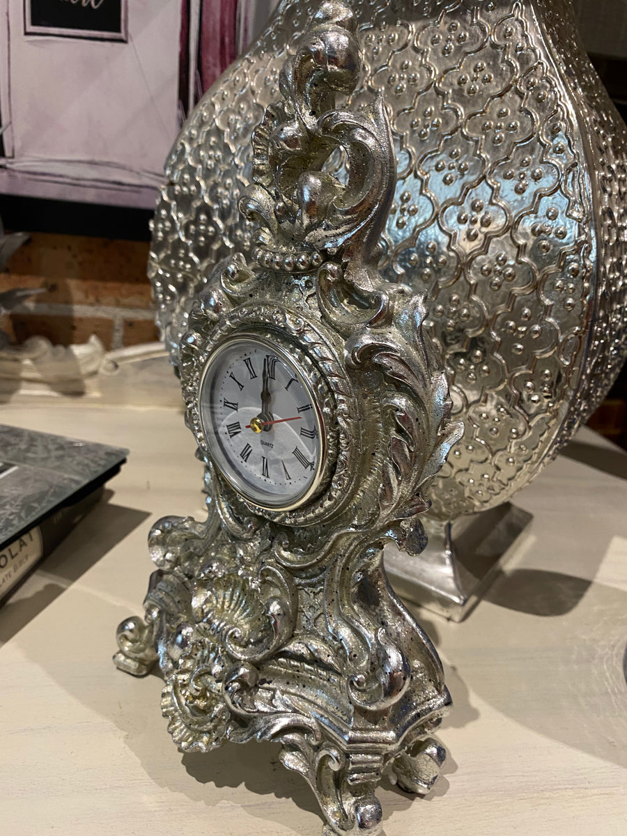 Small Silver Coloured Mantel Clock