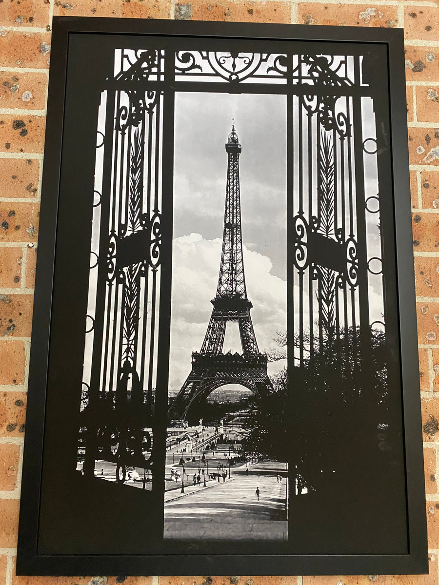 Framed Print 1912 Eiffel Tower through Gate