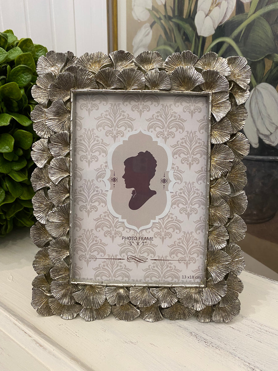 Antique Silver Coloured Leaf Photo Frame