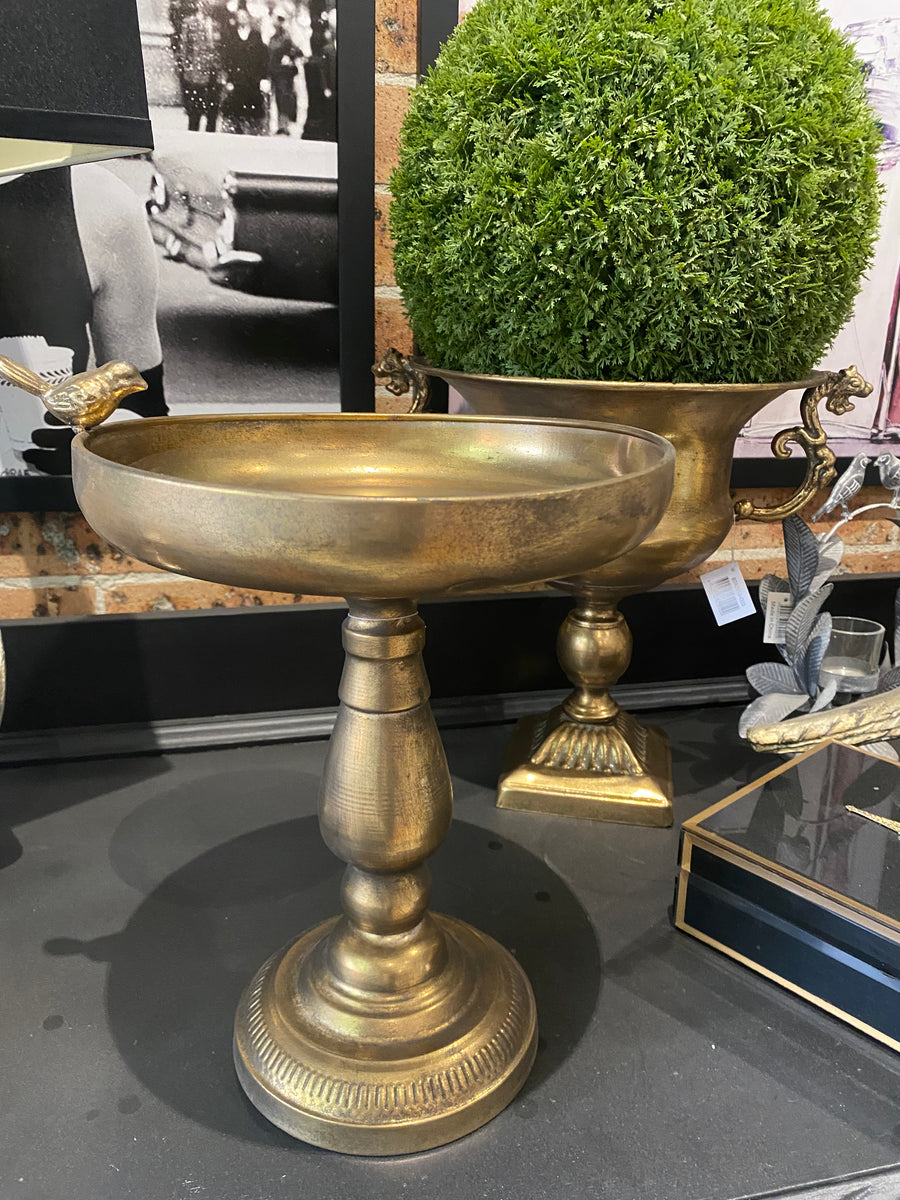 Metal tall tray with bird