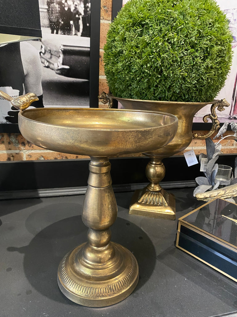 Metal tall tray with bird