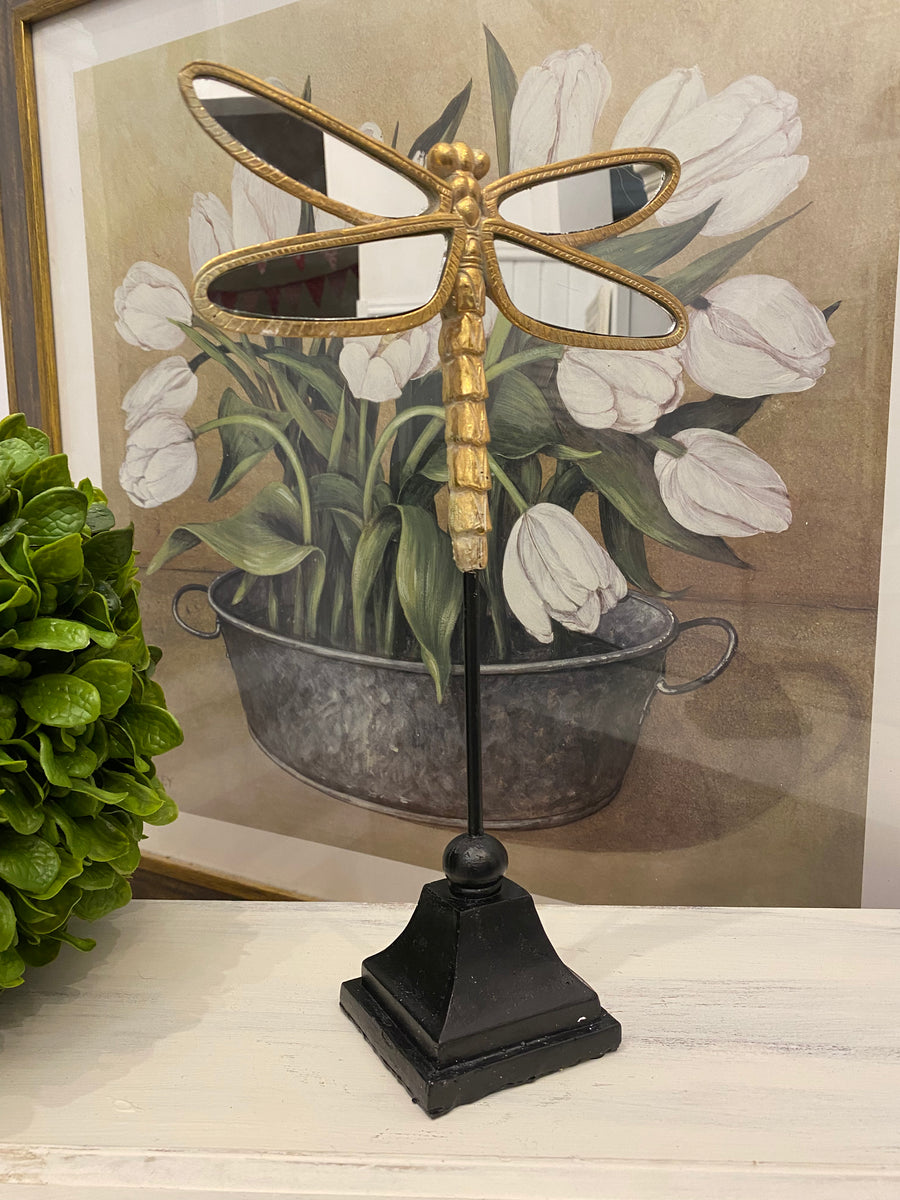 Mirrored Dragonfly on Stand