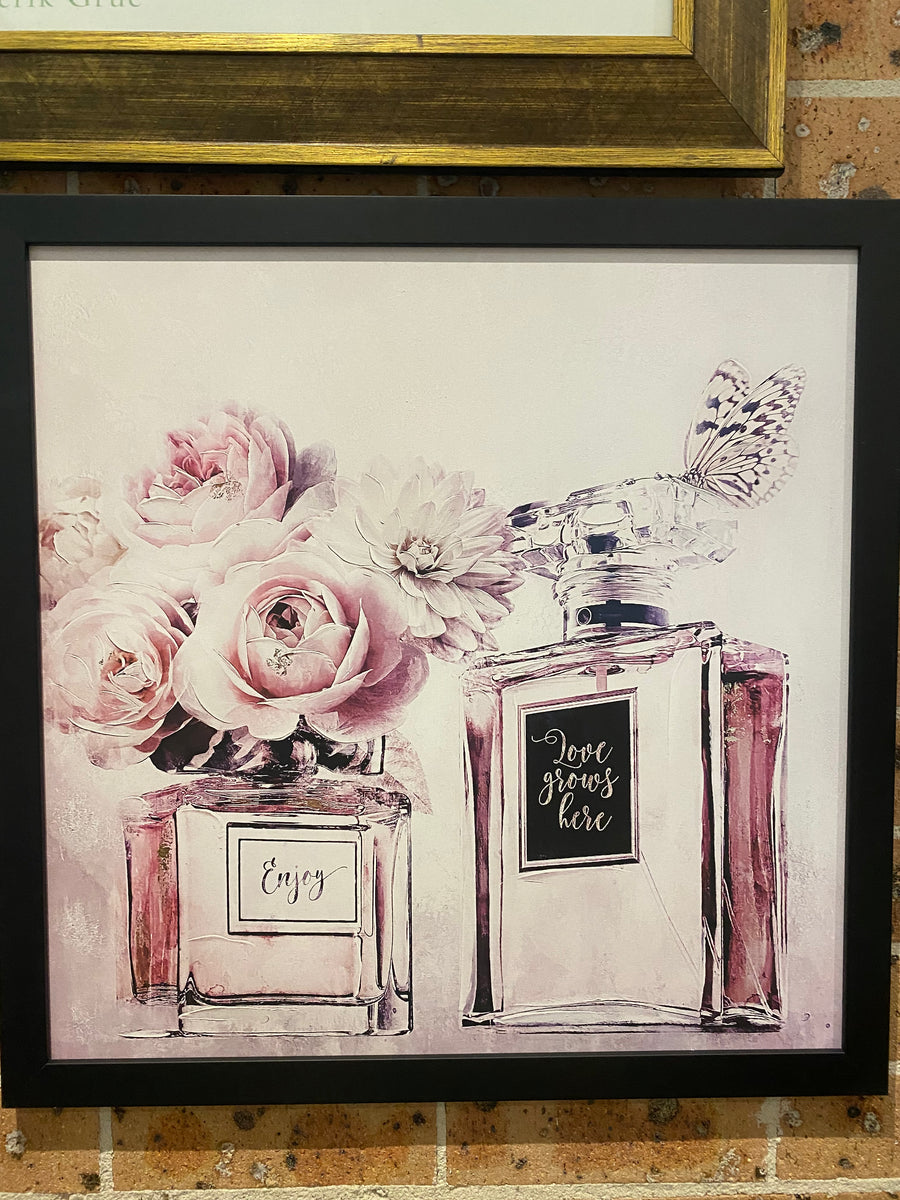 Framed Perfume “Love Grows Here” Print