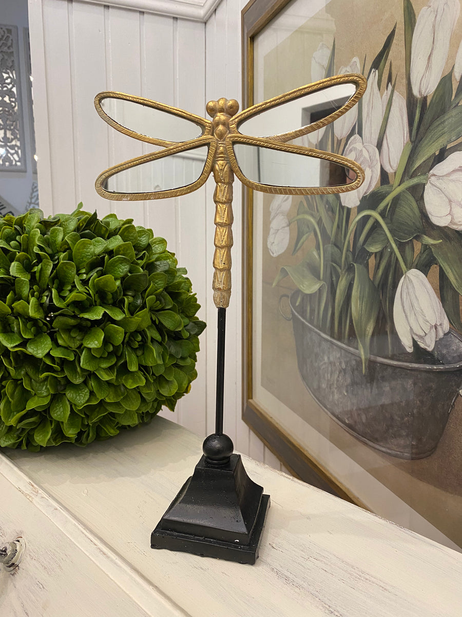 Mirrored Dragonfly on Stand