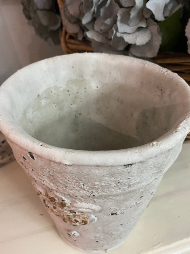 Tall White Rustic Stone look pot