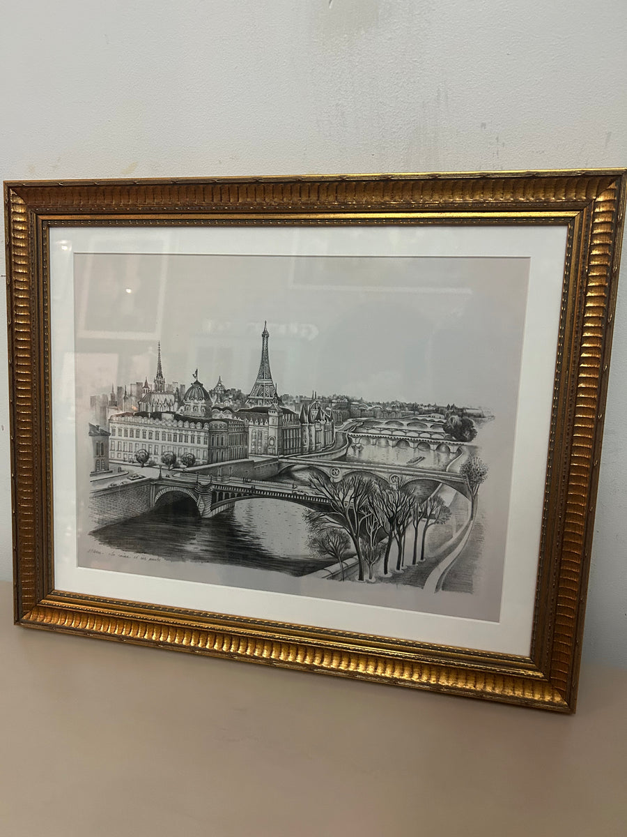 Framed Print of Paris Scene Sketch