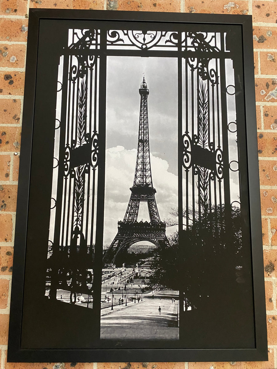 Framed Print 1912 Eiffel Tower through Gate